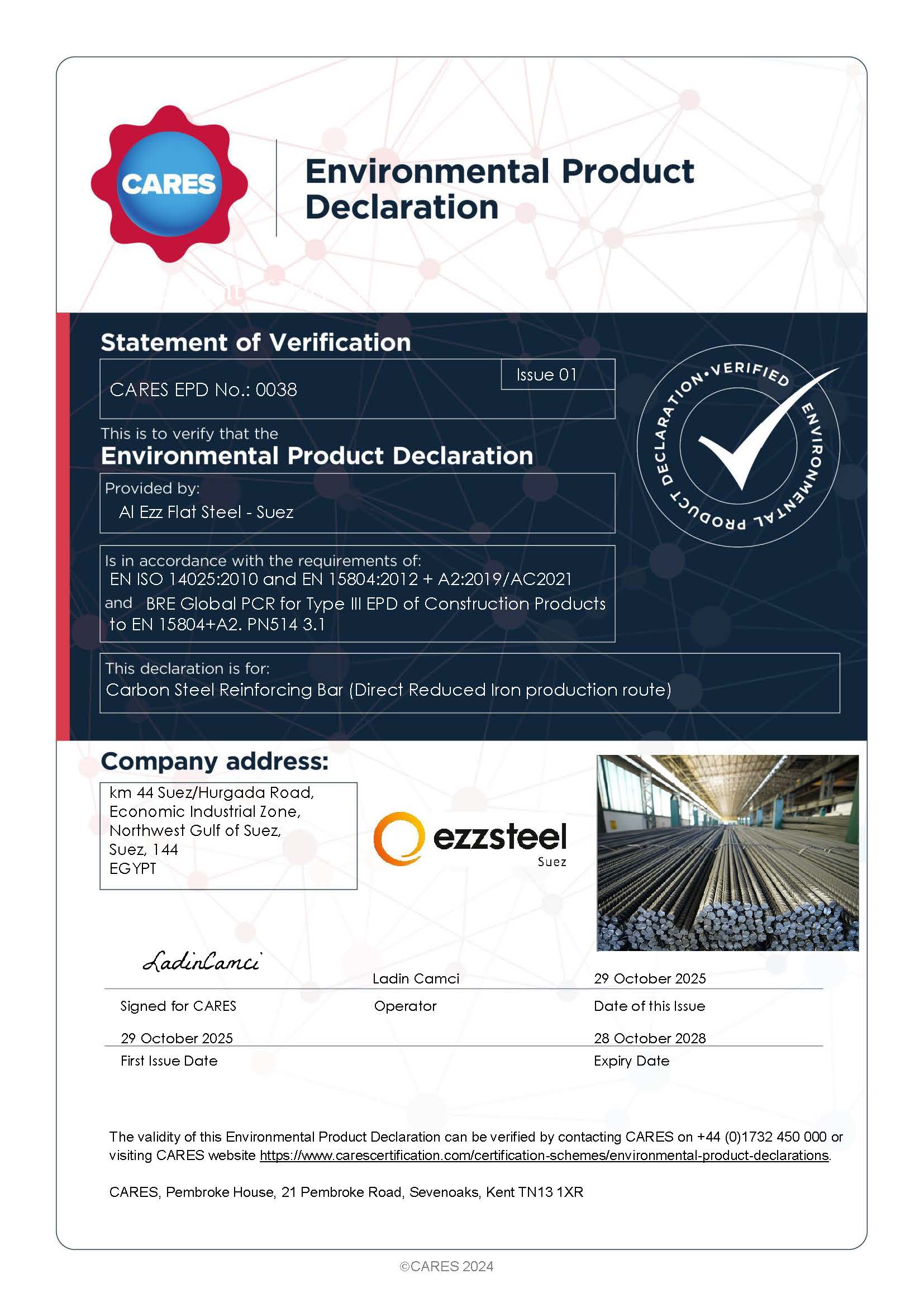 Al Ezz Flat Steel - Suez EPD